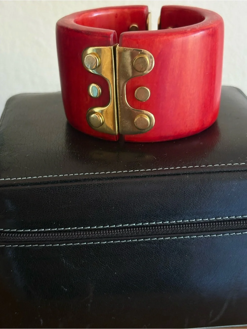 Isabel Marant trendy wide bracelet- acetate with brass hardware.